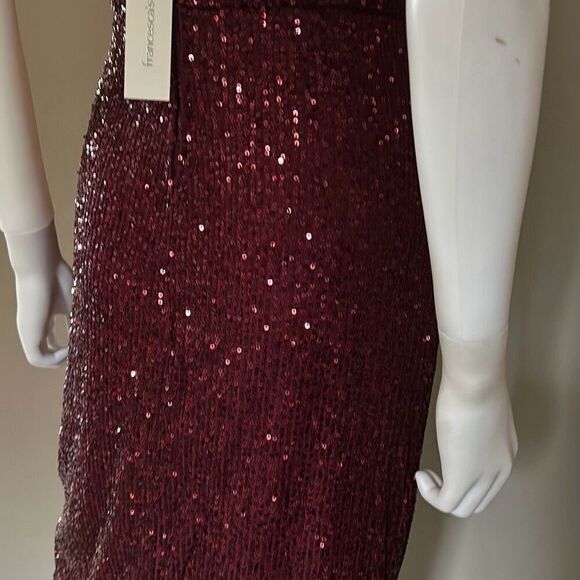 Francesca’s NWT Burgundy Sequin Formal Tulip Dress Medium - Picture 9 of 16